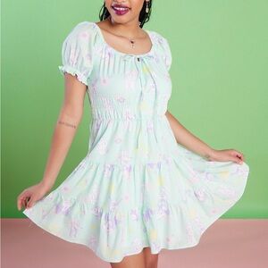 open lace back dress Plus Butterfly Sleeve Swiss Dot Split Thigh Chiffon Dress Yellow / 2XL